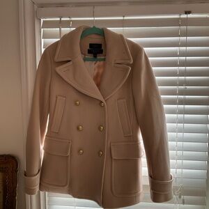 J. Crew Cream Pea Coat with Gold Buttons